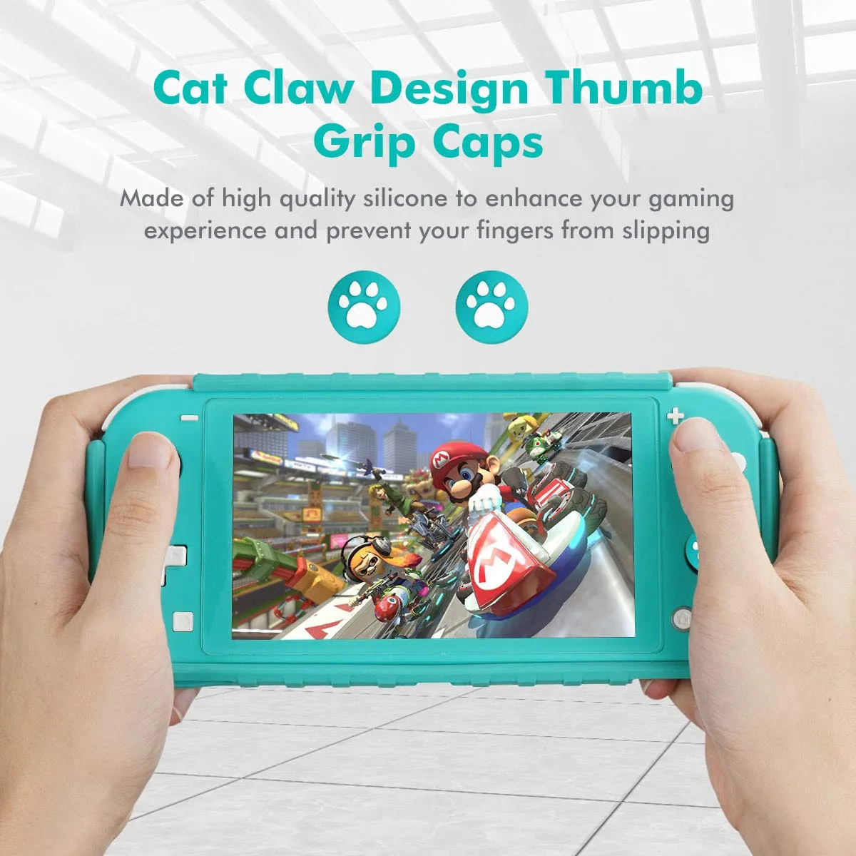 Switch Lite Protective Case, KIWIHOME Portable Cover Grip Case Only for Nintendo Switch Lite with Comfortable Grip & Game Card Slots (Turquoise)