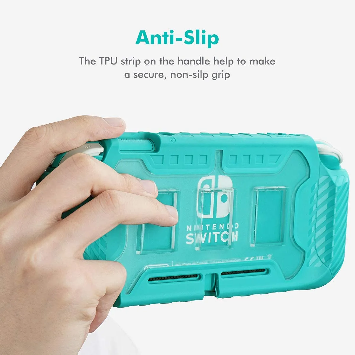 Switch Lite Protective Case, KIWIHOME Portable Cover Grip Case Only for Nintendo Switch Lite with Comfortable Grip & Game Card Slots (Turquoise)