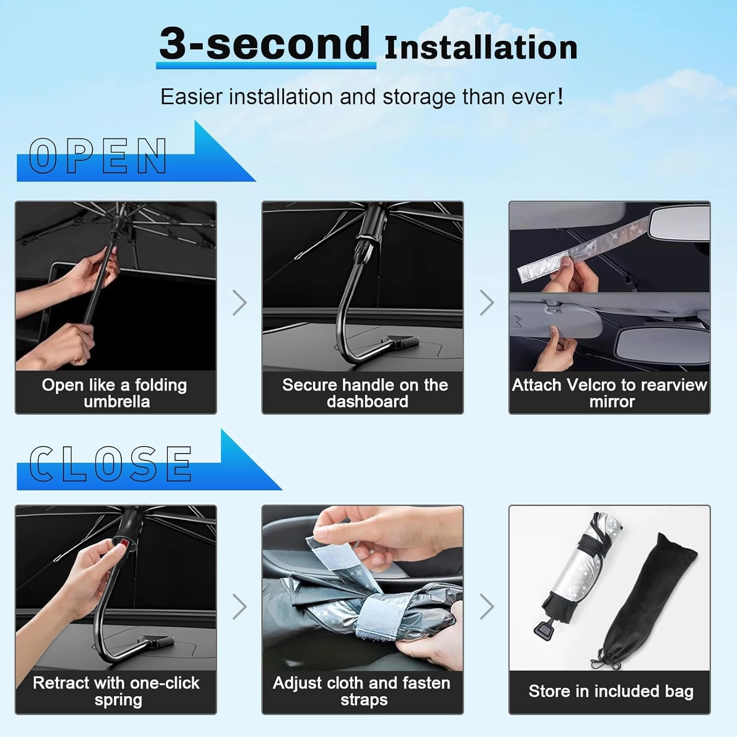 SXCY for 2024 2025 Hyundai Kona Windshield Umbrella Sunshade [Easier Foldable] for 2024 2025 Hyundai Kona Accessories 2025 Kona Sunshade Umbrella 2025 Kona Windshield Umbrella Sun Shade