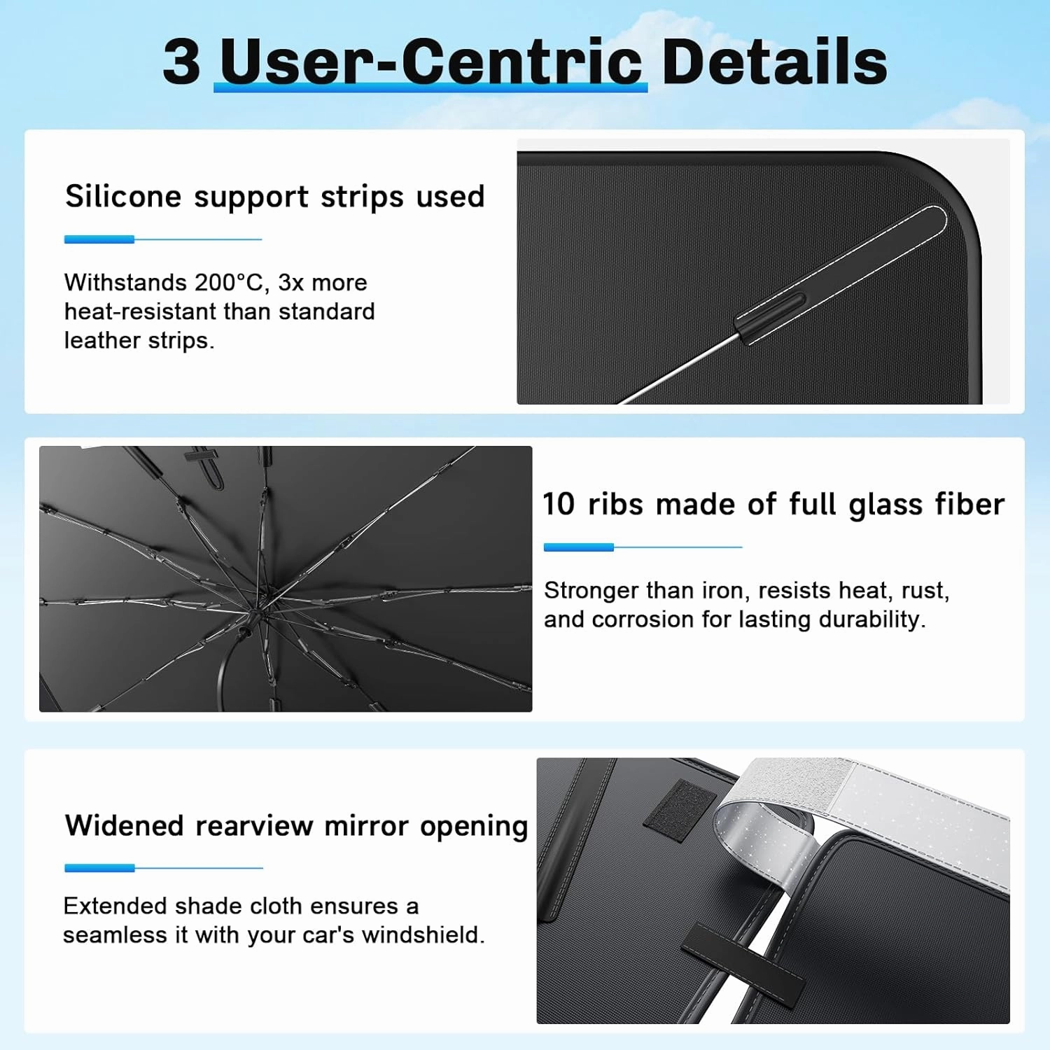 SXCY for 2024 2025 Hyundai Kona Windshield Umbrella Sunshade [Easier Foldable] for 2024 2025 Hyundai Kona Accessories 2025 Kona Sunshade Umbrella 2025 Kona Windshield Umbrella Sun Shade