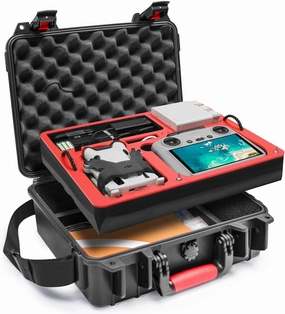 SYMIK P330-MMDL Dual Layer Mini 4 Pro Case, Waterproof Hard Carrying Case for DJI Mini 3/4 Pro Fly More Combo, Fits RC 2/RC, RC-N2/N1, Charger Hub, Tablet Holder, Landing Pad, iPad
