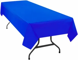 Table Mate USA Blue Plastic Table Cloth Heavy Duty Disposable Table Cover 54” x 108” for 6 to 8 Foot Tables Made in The USA Christmas Graduation Birthday Parties BBQs