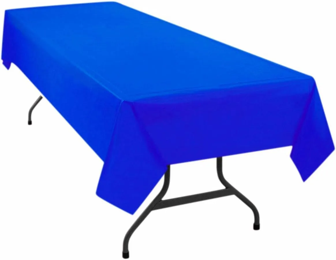 Table Mate USA Blue Plastic Table Cloth Heavy Duty Disposable Table Cover 54” x 108” for 6 to 8 Foot Tables Made in The USA Christmas Graduation Birthday Parties BBQs