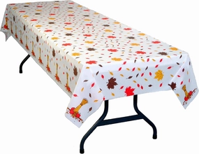 Table Mate USA Fall Leaves Plastic Table Cloth Heavy Duty Disposable Table Cover 54” x 108” for 6 to 8 Foot Tables Made in The USA Christmas Thanksgiving Autumn Parties BBQs