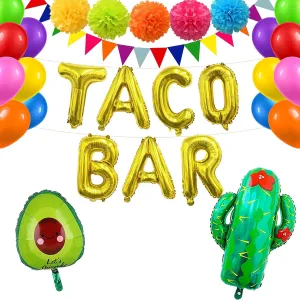 Taco Bar Decorations Taco Party Decorations Cinco De Mayo Decorations Mexican Fiesta Party Decorations Fiesta Party Supplies Taco Party Supplies Fiesta Mexican Taco Birthday Party Decorations Balloons