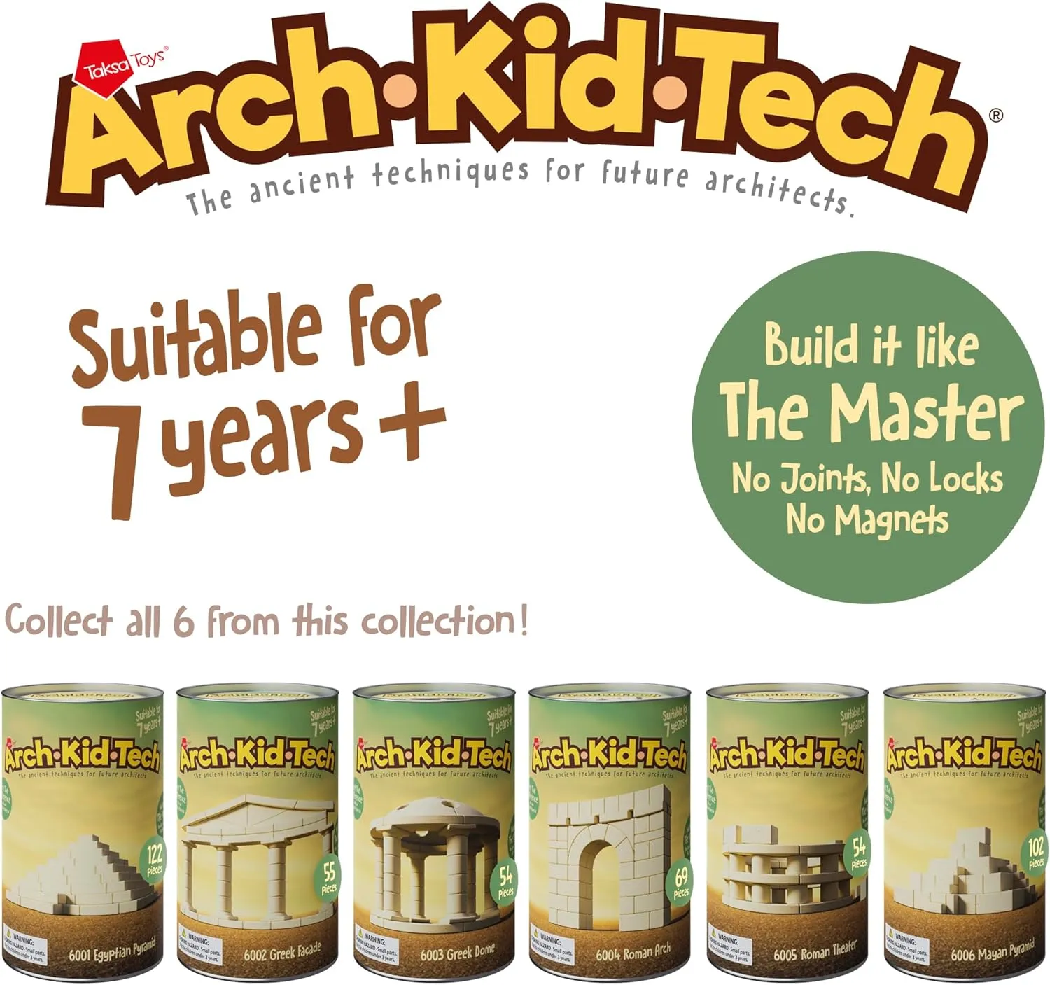 Taksa Toys Ancient Greek Facade Stem Toys Unique Educational Stackable Building Blocks, for Kids Ages 7 8 9 10  Years Old, Indoor Architectural Kit Learning Games, Montessori Toys for Children, 55 Pcs