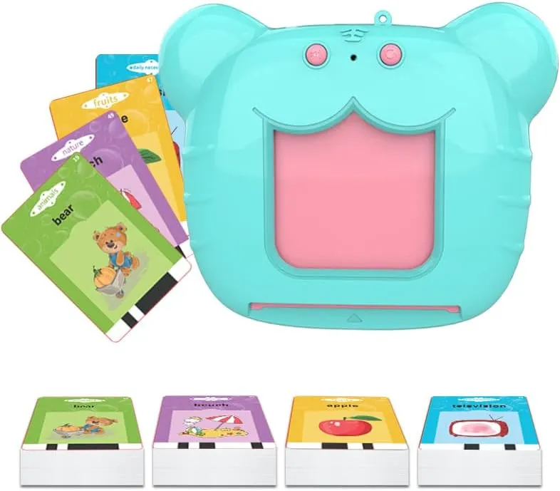 Talking Flash Cards for Toddlers, Fox/Tiger Card Early Learning Machine-Solid ABS, Non-Fluorescent Paper, Alphabet & Tang Poetry Learning, Toys for Ages 3  (Blue, Medium)