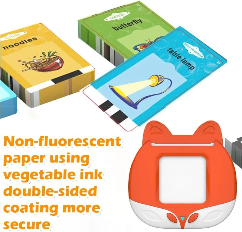 Talking Flash Cards for Toddlers, Fox/Tiger Card Early Learning Machine-Solid ABS, Non-Fluorescent Paper, Alphabet & Tang Poetry Learning, Toys for Ages 3  (Blue, Medium)