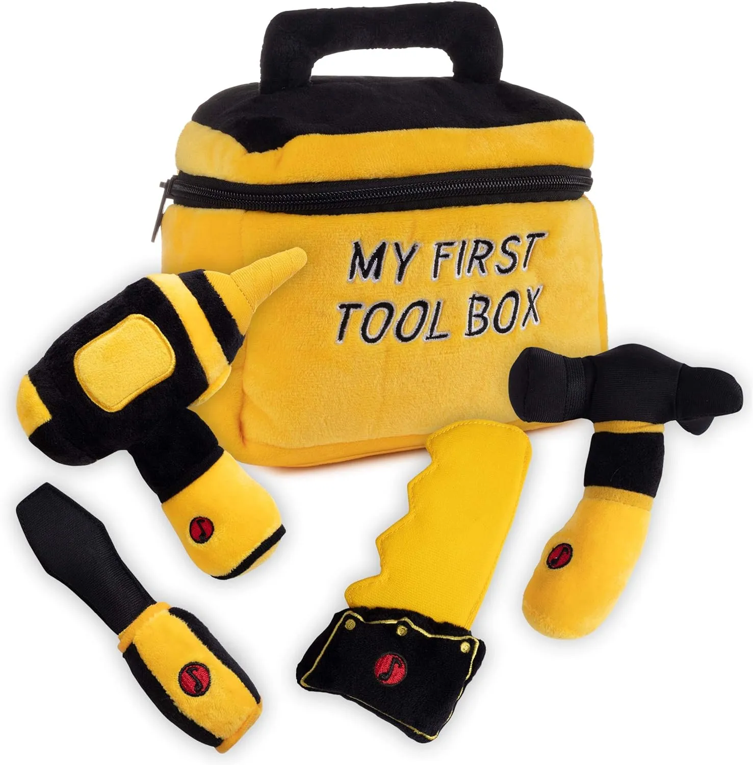 Talking Plush Set for Toddlers | Includes Cuddly Hammer, Handsaw, Screwdriver, Hand Drill, & Zippered Tool Box with Cool Sounds | Soft Plush Toys Made from Durable & Hypoallergenic Fabric