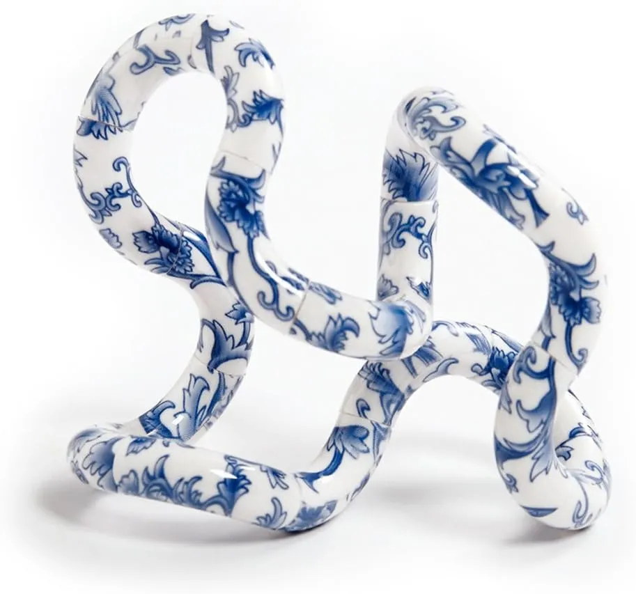 TANGLE Jr. Artist Collection Sensory Fidget Toy, Blue White Floral