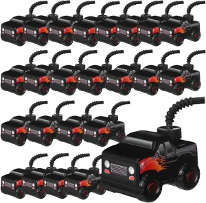 Tanlade 24 Sets Race Car Birthday Party Favor Supplies Monster Truck off Road Vehicle Cups with Straws, Plastic off Road Vehicle Drink Cup Reusable Truck Cups Bulk for Racing Party Supplies