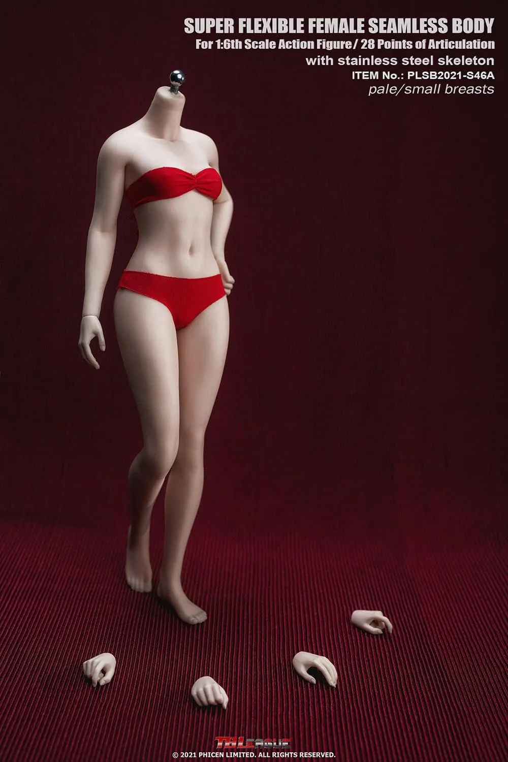 TBLeague 1/6 Scale 12 inch Female Super Flexible Seamless Figure Body, Steel Bone Well-Proportioned Small Breasts Collectible Action Figures with Pale Skin(PLSB2021-S46A)