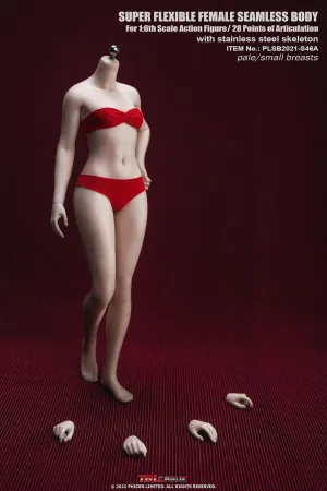 TBLeague 1/6 Scale 12 inch Female Super Flexible Seamless Figure Body, Steel Bone Well-Proportioned Small Breasts Collectible Action Figures with Pale Skin(PLSB2021-S46A)