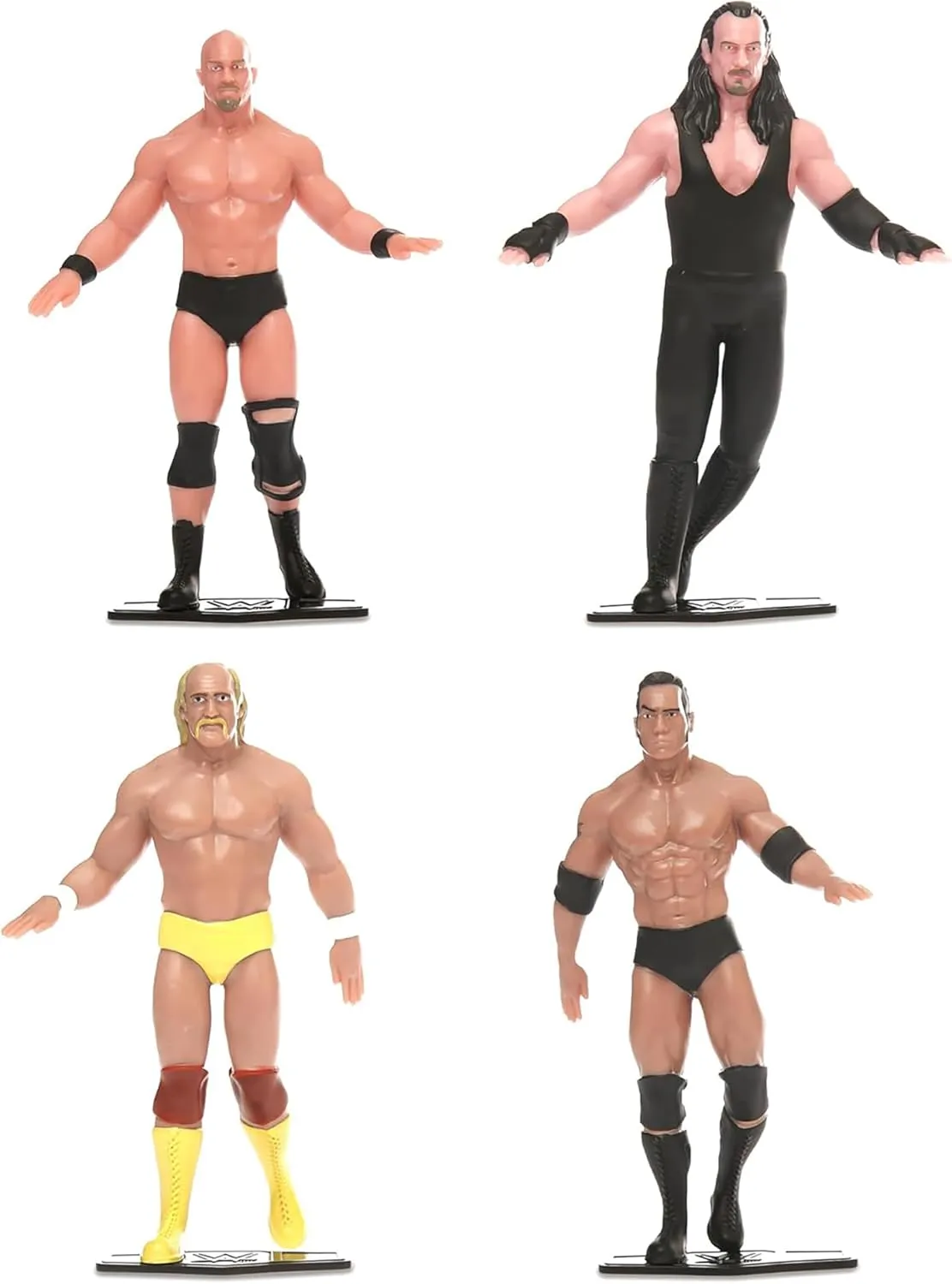 TCG Toys FleXfigs: WWE Legends - 4 Character Pack - Pro Wrestler Articulated Action Figures, Flex It - Pose It!, Collectible Toy Miniatures, Licensed, Kids 3 