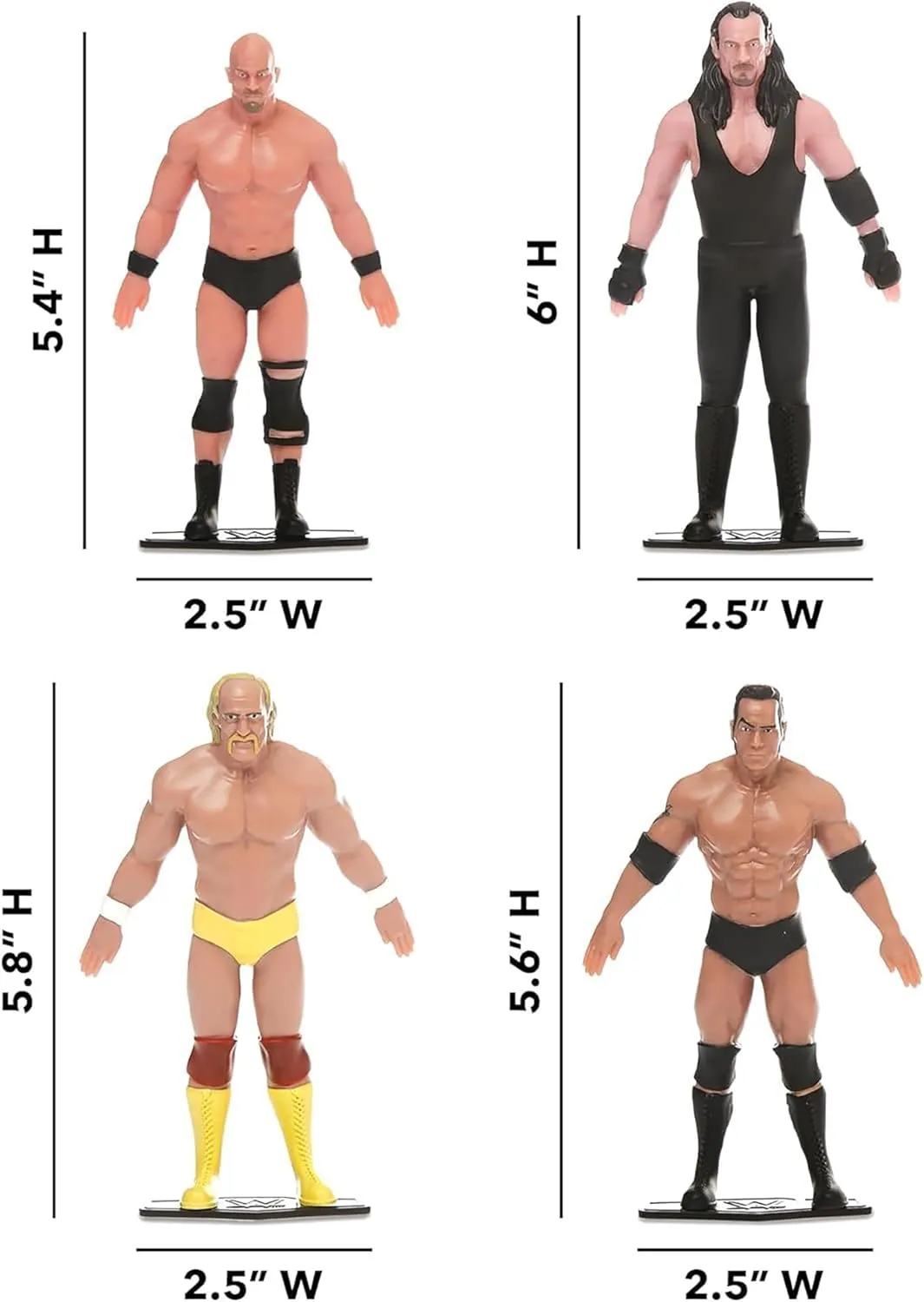 TCG Toys FleXfigs: WWE Legends - 4 Character Pack - Pro Wrestler Articulated Action Figures, Flex It - Pose It!, Collectible Toy Miniatures, Licensed, Kids 3 