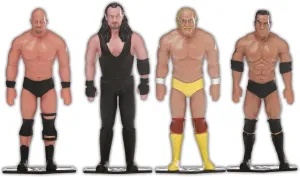TCG Toys FleXfigs: WWE Legends - 4 Character Pack - Pro Wrestler Articulated Action Figures, Flex It - Pose It!, Collectible Toy Miniatures, Licensed, Kids 3 
