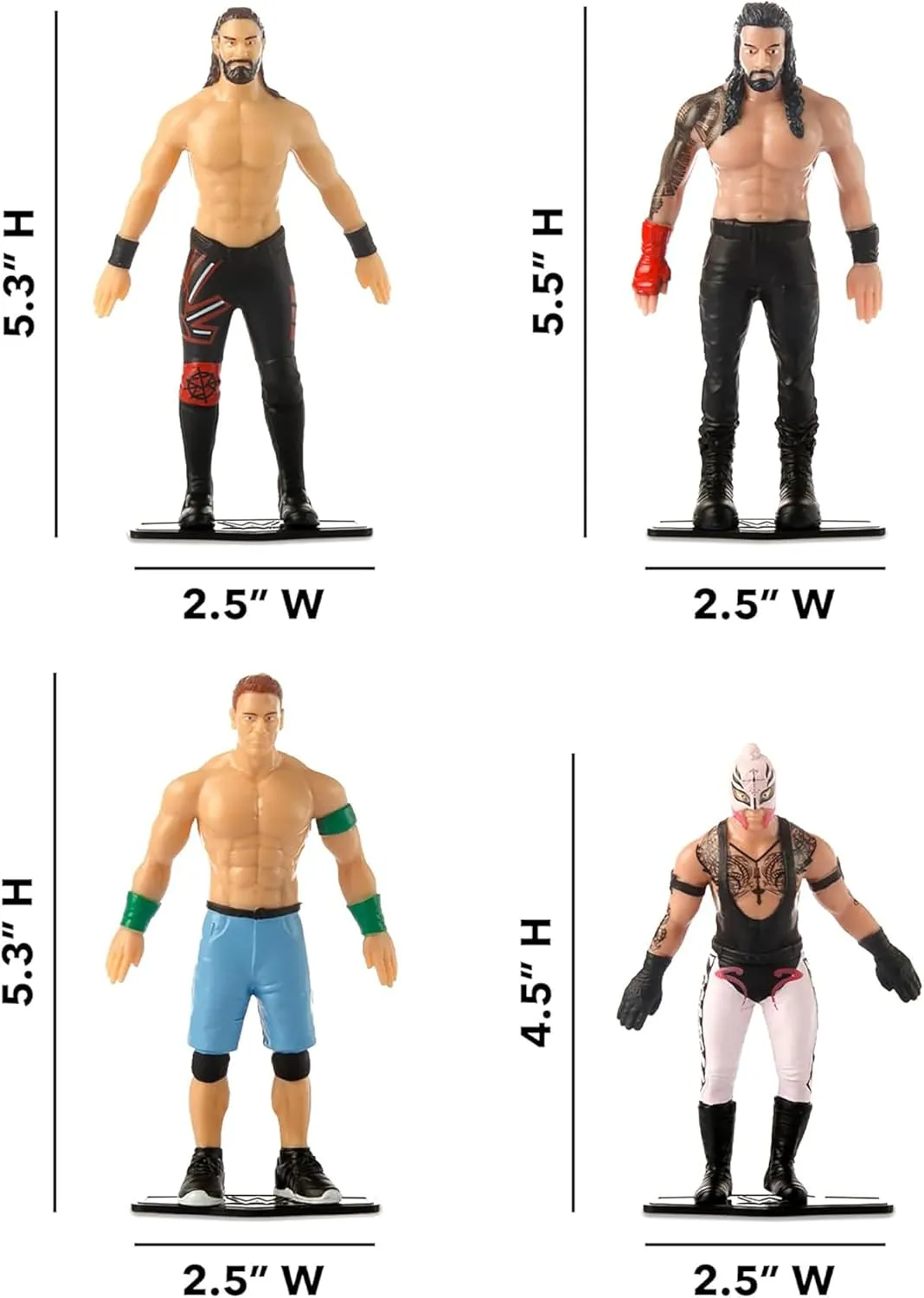 TCG Toys FleXfigs: WWE Superstars - 4 Character Pack - Wrestler Articulated Action Figures, Flex It - Pose It!, Collectible Toy Miniatures, Licensed, Kids 3 
