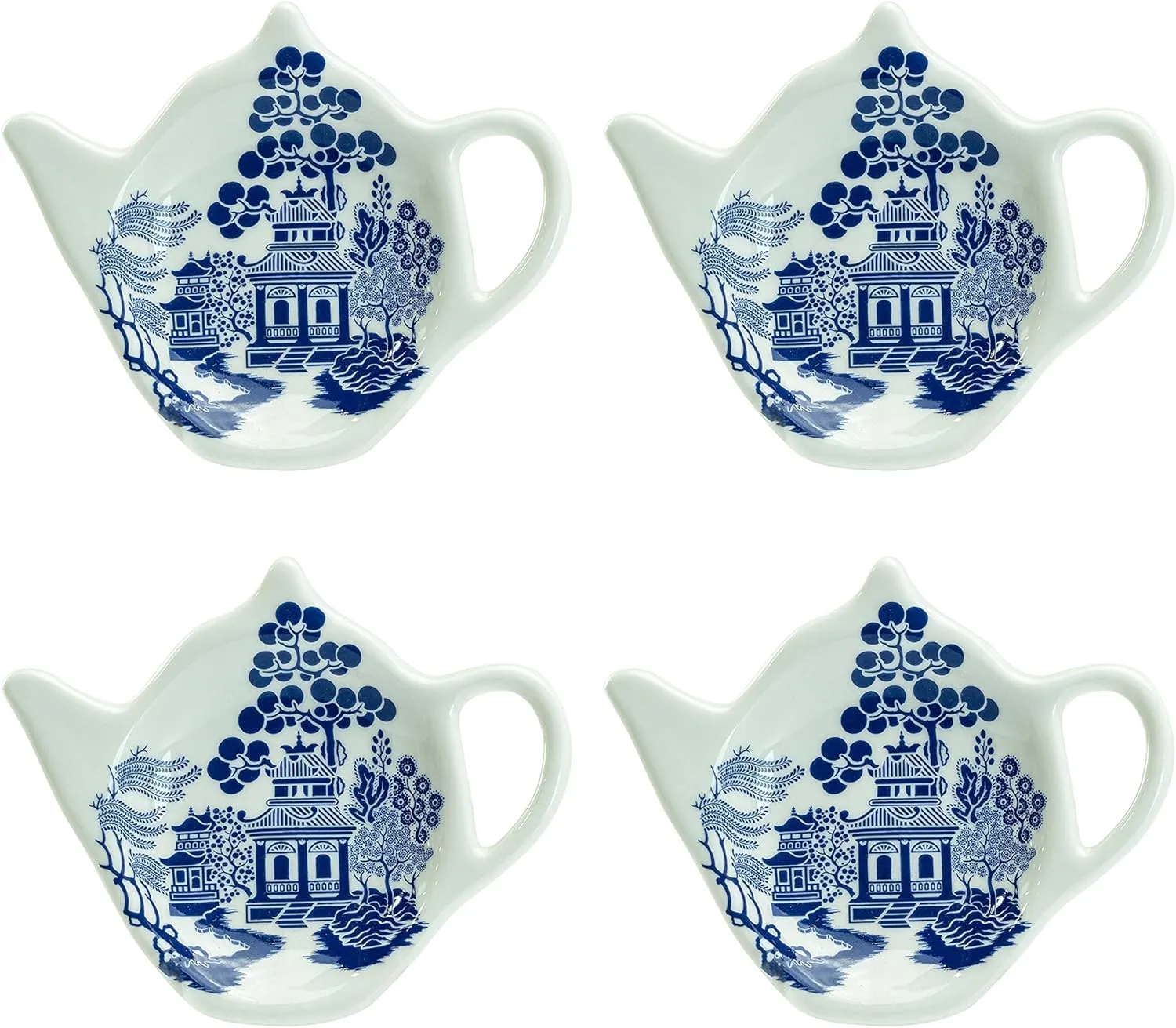 Tea Bag Caddy Holder, Set of 4 (Blue Willow)