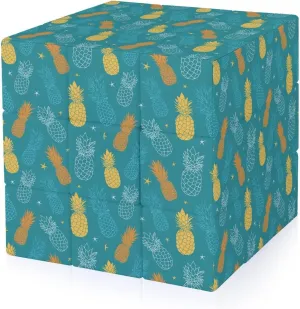 Teal Blue and Yellow Oineapples Full Printing 3x3 Fidget Cube Stress Relief Magic Speed Cube for Adults