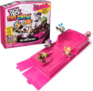 TECH DECK Sk8 Crew Fun Box, Portable Transforming Sk8 Park with 4 Fingerboards & 5 Figures, Collectible Mini Skateboards, Kids Toys for Ages 5 & Up