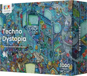 Techno Dystopia by Evermade - A Hidden Message Mystery Jigsaw Puzzle for Adults - 1000 Pieces, Beautifully Detailed 20'' x 28'' Frameable Art