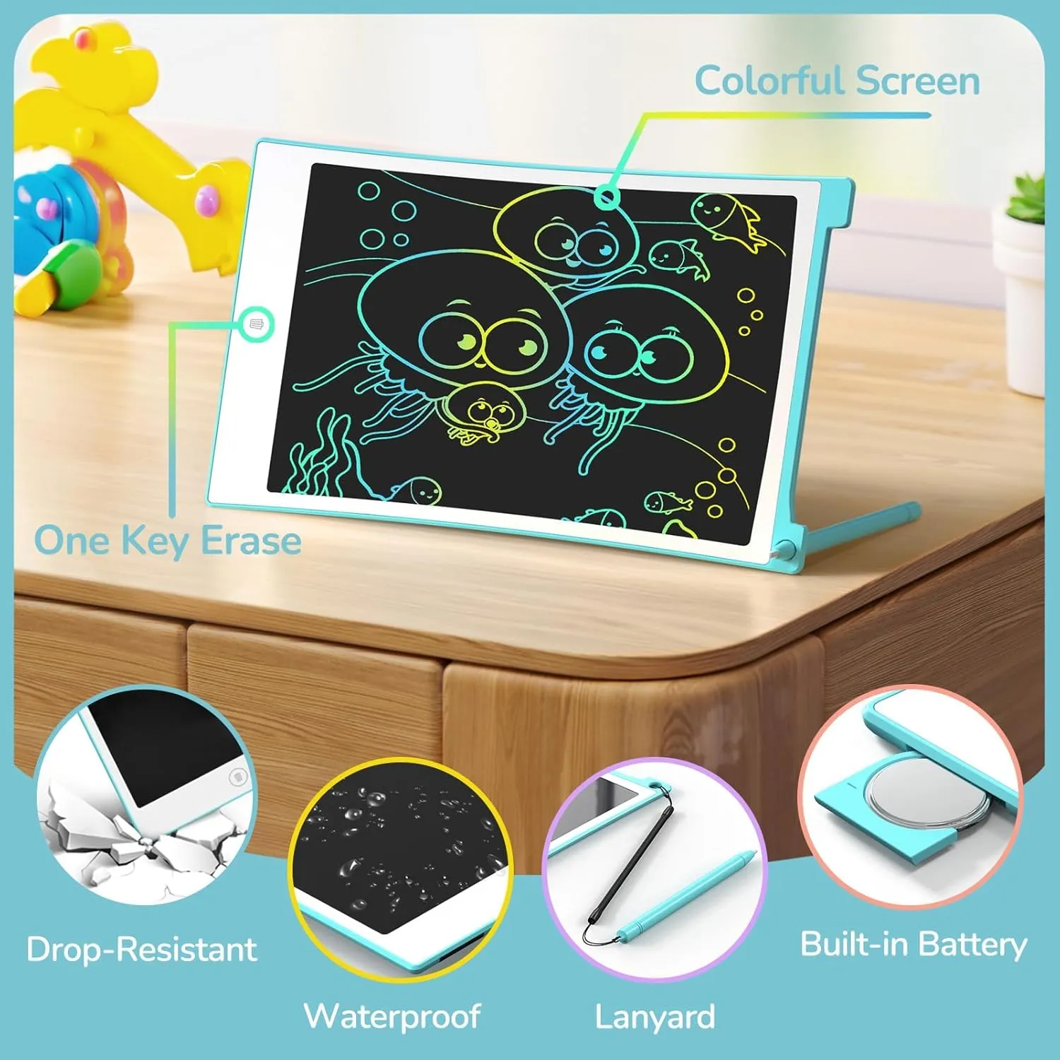 TECJOE 4 Pack LCD Writing Tablet, 8.5 Inch Colorful Doodle Board Drawing Tablet for Kids, Christmas Stocking Stuffers Birthday Gifts Travel Games Toys for Age 3 4 5 6 Boys Girls Toddles Preschooler