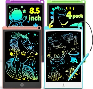 TECJOE 4 Pack LCD Writing Tablet, 8.5 Inch Colorful Doodle Board Drawing Tablet for Kids, Christmas Stocking Stuffers Birthday Gifts Travel Games Toys for Age 3 4 5 6 Boys Girls Toddles Preschooler