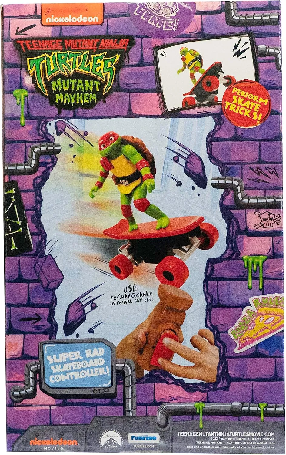 Teenage Mutant Ninja Turtles Toy, Raphael Half Pipe RC Skate Vehicle with Tricks, 2.4 GHz Remote Control TMNT Ninja Turtle Toy, Mutant Mayhem, Ages 5 