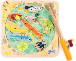 Tender Leaf Toys - Pond Dipping - Wooden Magnetic Fishing Toy for Kids - Length Adjustable Fishing Rod and 8 Pond Animals with Numbers at the Back - Develops Fine Motor Skills, Early Learning - Age 3 