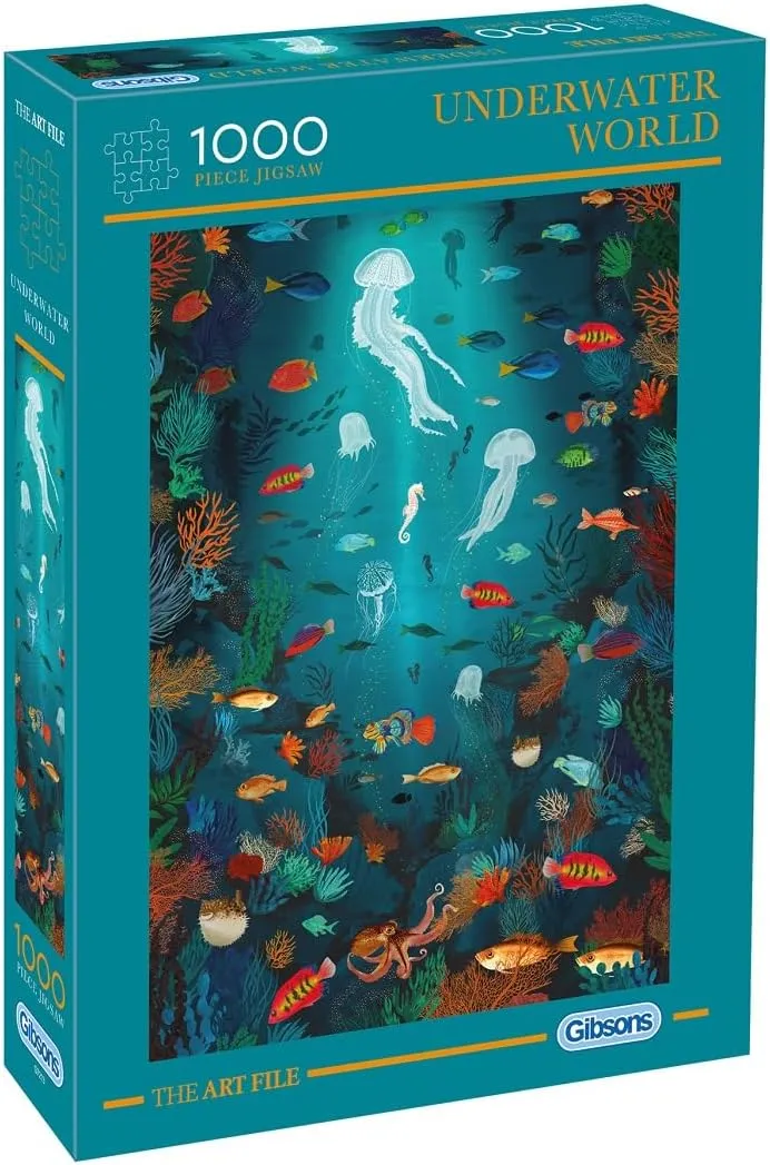 The Art File Underwater World | 1000 Piece Jigsaw Puzzle | Challenging Beautiful Ocean Sealife Coral Reef | Sustainable Puzzle for Adults | Premium 100% Recycled Board | Great Gift | Gibsons Games