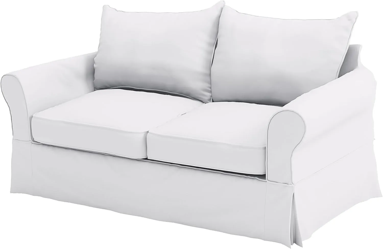 The Cotton Sofa Cover Only Fits Pottery Barn PB Comfort Loveseat Roll Arm Sofa (Width: 64", Not 84"). A Durable Slipcover Replacement (2 Seat White, Knife Edge)