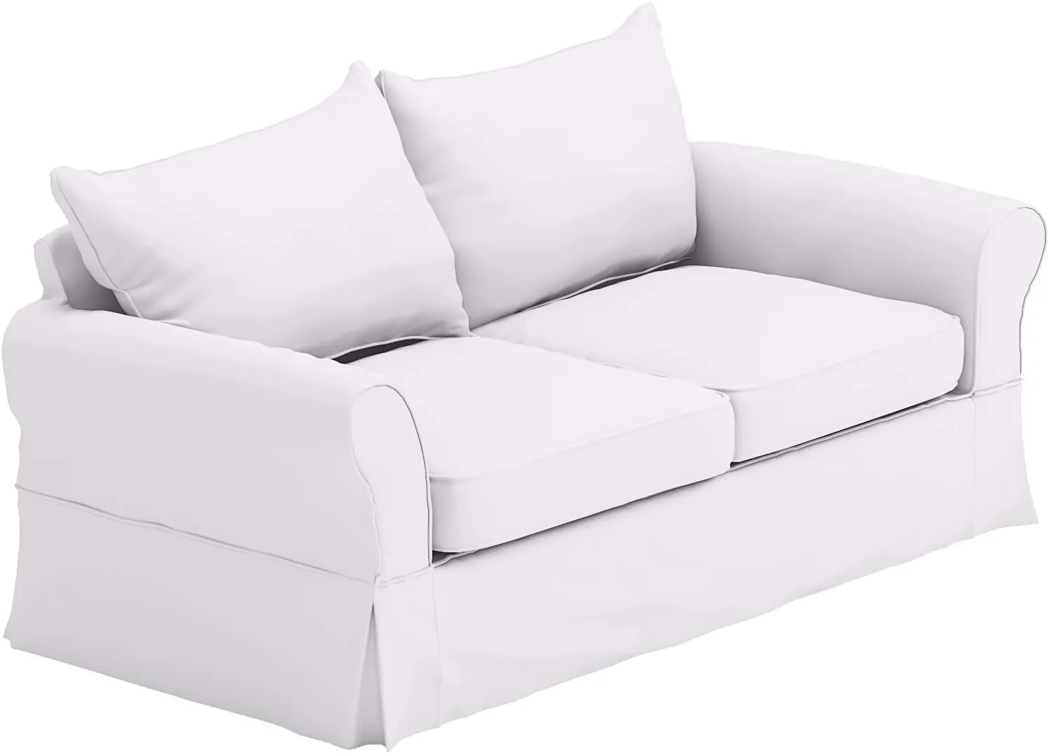 The Cotton Sofa Cover Only Fits Pottery Barn PB Comfort Loveseat Roll Arm Sofa (Width: 64", Not 84"). A Durable Slipcover Replacement (2 Seat White, Knife Edge)