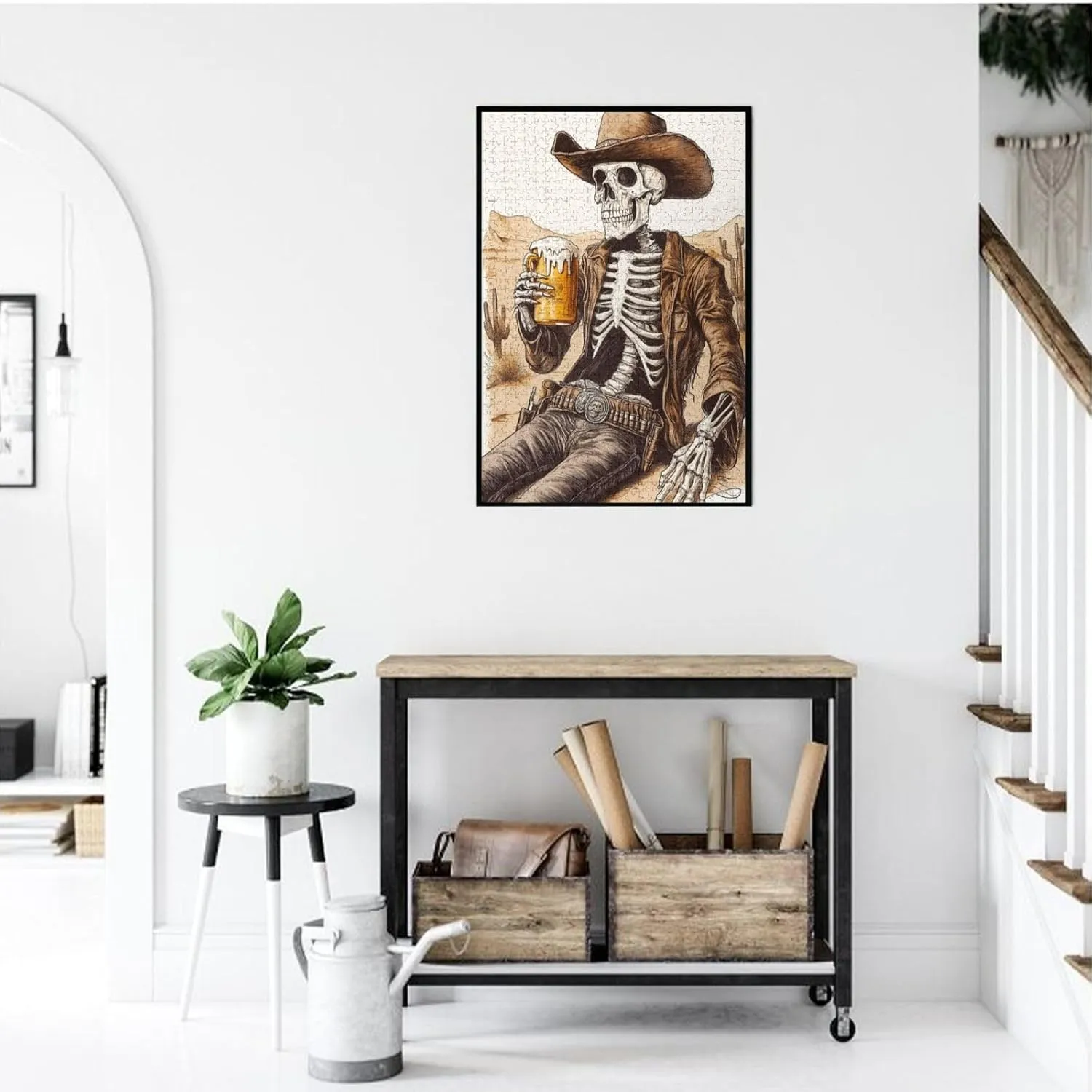 The Skeletons in The Desert Drink Alcohol,1000 Piece Wooden Puzzle for Adults,Brain Training Challenge,Stress Relief Activity,Unique Artwork for Adults,Eco-Friendly Woodens Pieces