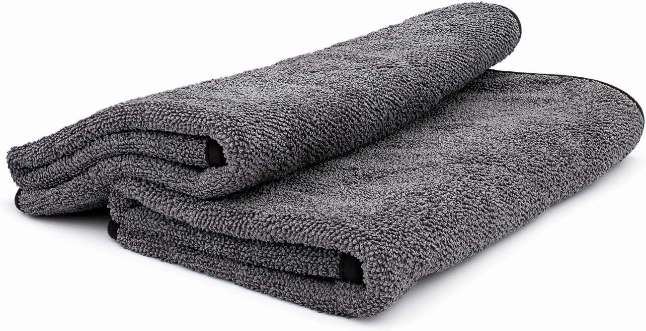 The Rag Company - Double Twistress (2-Pack) Professional Korean 70/30 Blend, Twist Loop Microfiber Drying Towels Car Detailing, Lint-Free, Streak-Free, Multipurpose Use, 850gsm, 20in x 24in, Grey