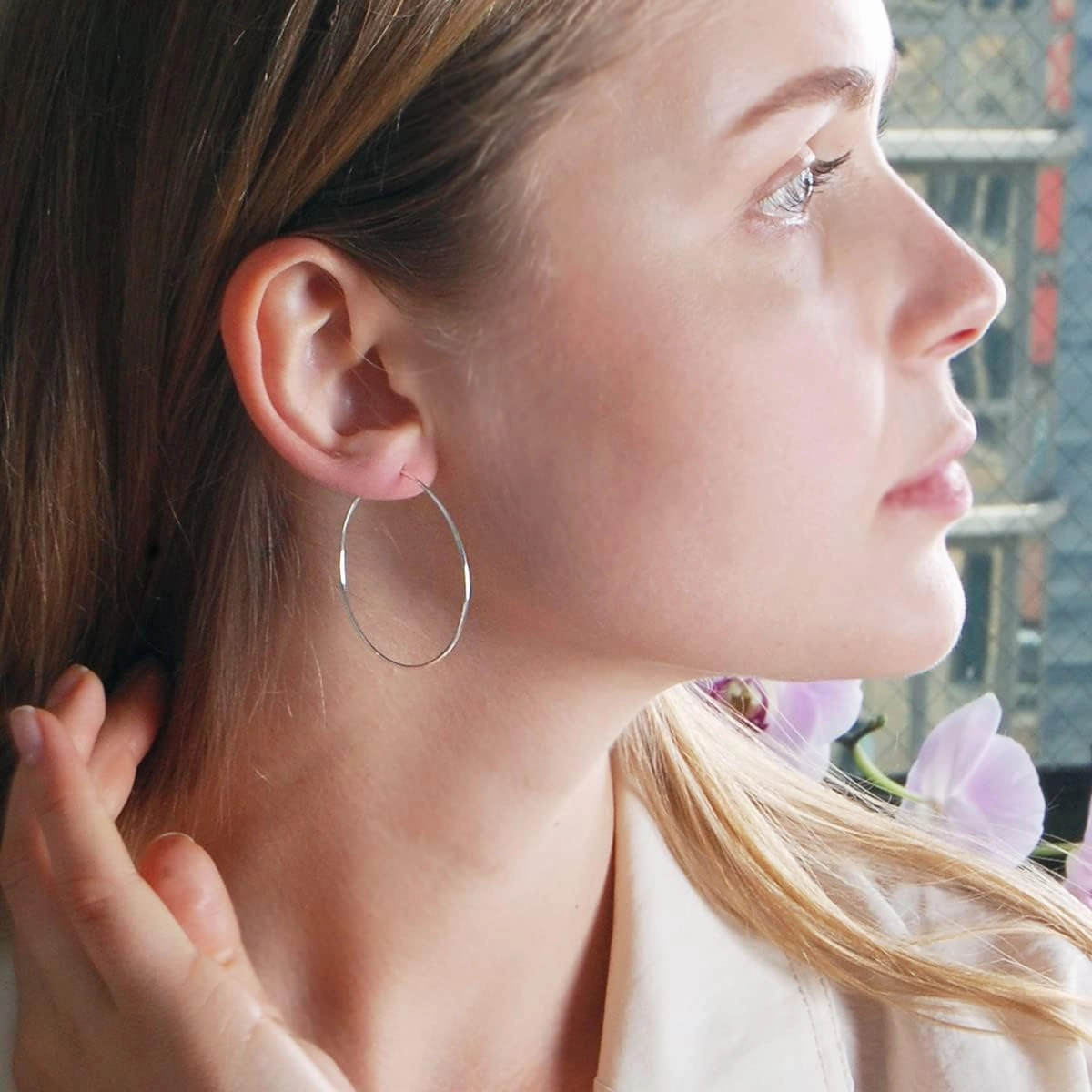 Thin Hoop Earrings for Women - Hypoallergenic Lightweight Wire Threader Loop Drop Dangles - Safe for Sensitive Ears - Plated in 925 Sterling Silver or 18K Gold