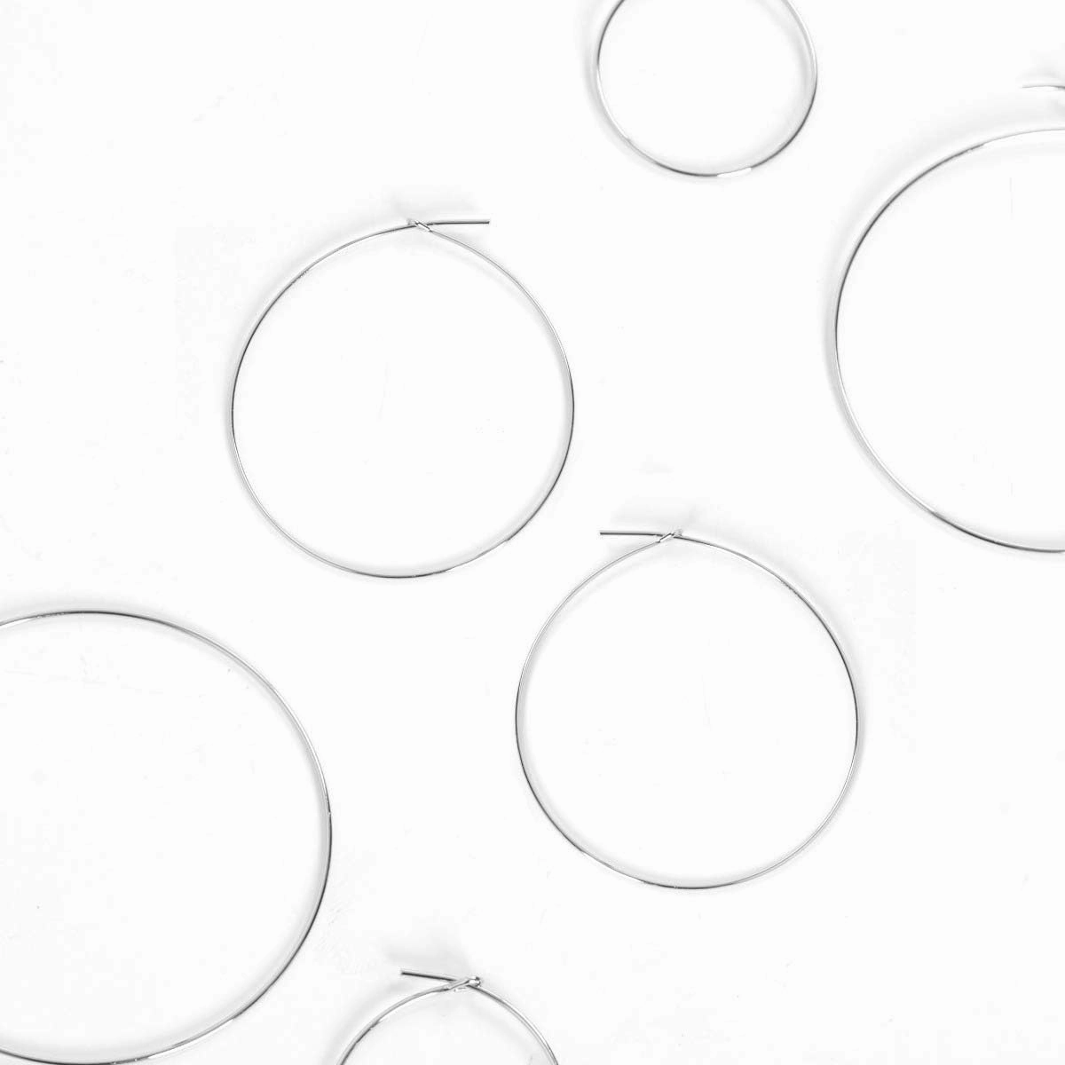 Thin Hoop Earrings for Women - Hypoallergenic Lightweight Wire Threader Loop Drop Dangles - Safe for Sensitive Ears - Plated in 925 Sterling Silver or 18K Gold