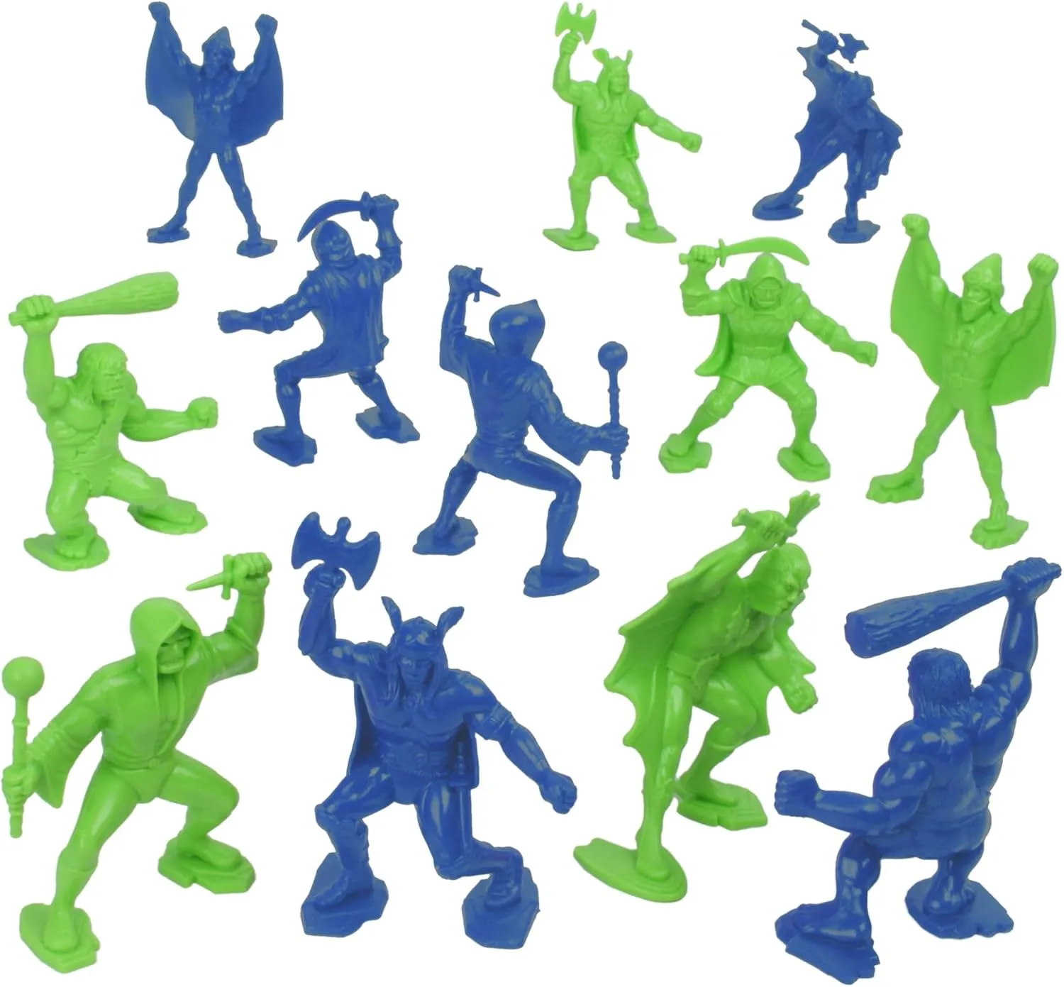 TimMee Legendary Battle Fantasy Figures - 3 inch Blue vs Lime Green 24pc Set - US Made