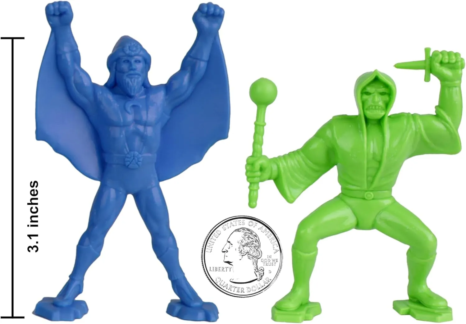 TimMee Legendary Battle Fantasy Figures - 3 inch Blue vs Lime Green 24pc Set - US Made