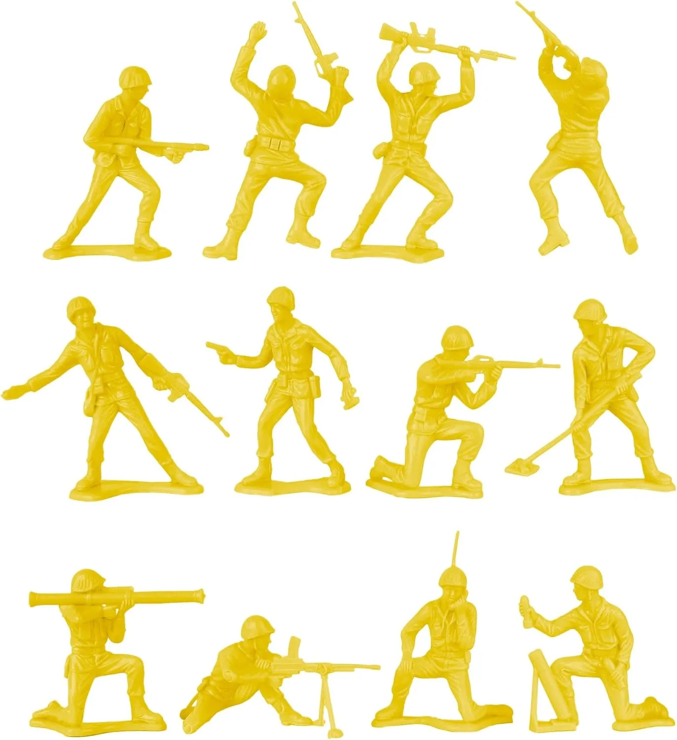 TimMee Plastic Army Men - Yellow 48pc Toy Soldier Figures - Made in USA