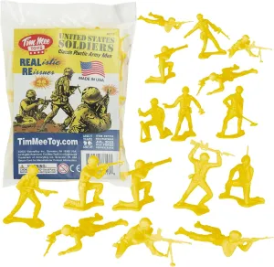 TimMee Plastic Army Men - Yellow 48pc Toy Soldier Figures - Made in USA