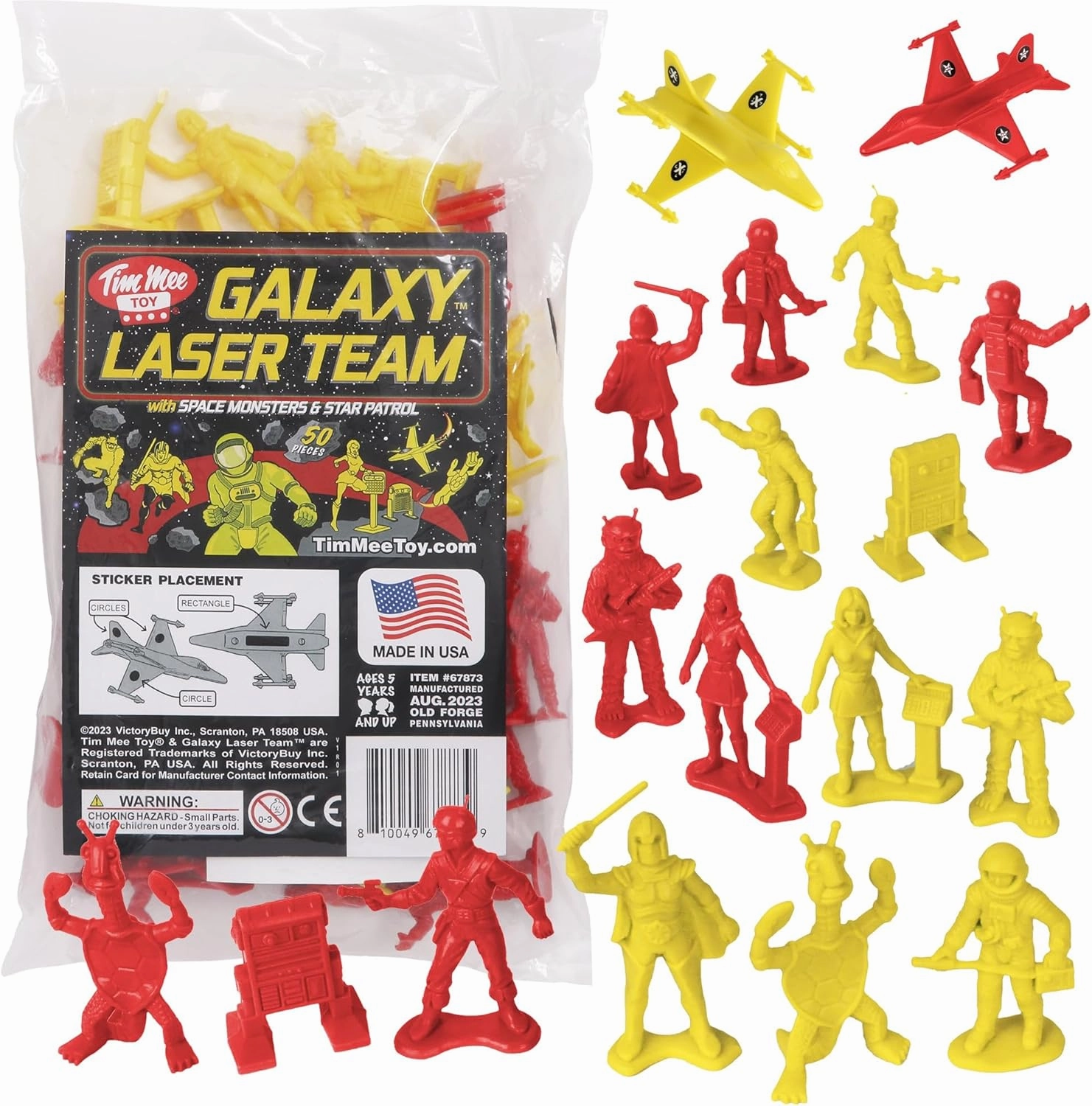 TimMee Galaxy Laser Team Space Figures - Red vs Yellow 50pc Set - Made in USA
