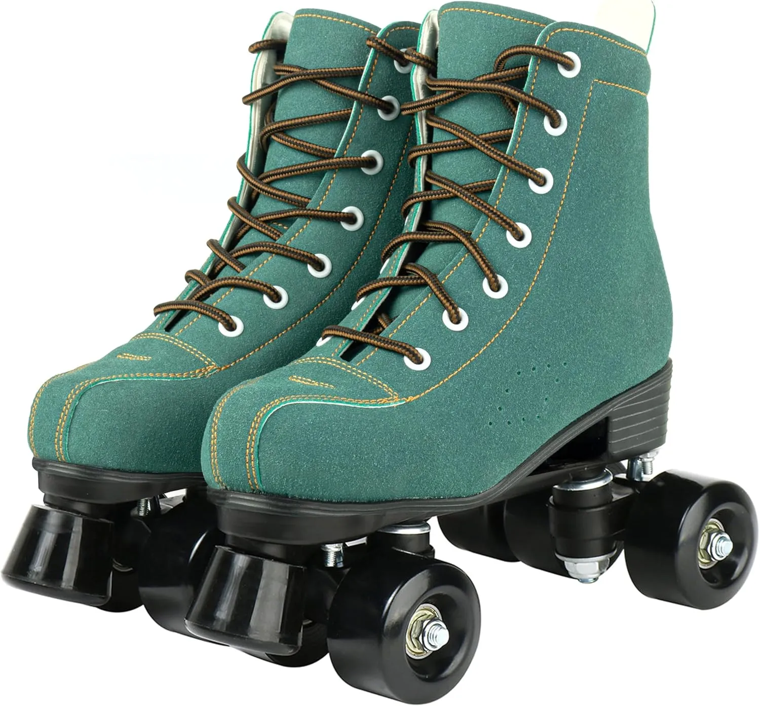 Tmore Roller Skates for Women and Men, Classic Double-Row Indoor Outdoor Roller Skates High-Top Premium PU Leather Adjustable Light Up Four-Wheel Unisex Quad Roller Skates for Beginner Girls Boys