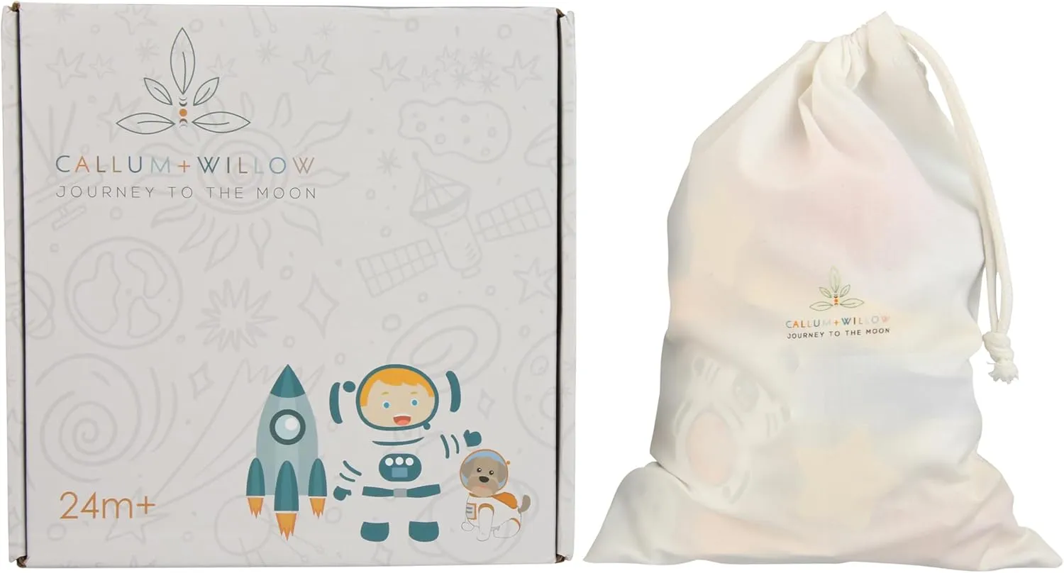 Toddler 30 Piece Stacking Wood Blocks Space Gift - Montessori 2 Year Old Fine Motor Skills Toy Learning Stacking Shape Sorter Sensory Preschool Busy Journey to the Moon (Block Set, Wood)