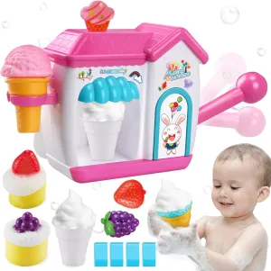 Toddler Bath Toys for 3 4 5 6 7 8 Years Old Girls, Bubble Ice Cream Maker Bath Toy, Shower Toys, Toddler Bath Toys Age 2-4, Bathtub Bubble Machine, Toy for 3 4 5 6 7 8 Years Old Boys Girls