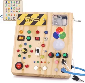 Toddler Busy Board,Montessori Toys for 1-3 Year Old Boys,Sensory Travel Toys,Preschool Learning Activities,Christmas & Birthday Gift for Toddler (Busy Board v4)