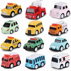 Toddler Cars Toys for Kids Ages 3-5 Boys and Girls, 12-Pack Pull Back Cars Die-Cast Alloy Toy Cars Vehicle Set, Christmas Birthday Gifts Cars for Toddlers 1-3, fire Truck Toy