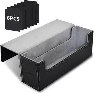 tombert Premium Deck Box Case for MTG PTCG, Large Capacity with 6 Dividers, Fits 800  Sleeveless Cards or 500  Sleeved Cards TCG Trading Card Games (Black&Gray)