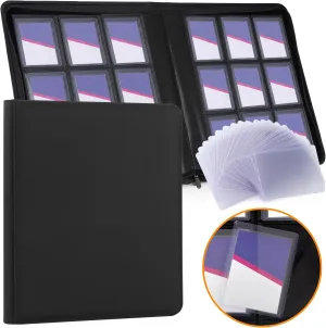 Top Loader Binder 9 Pocket Holds 288 Cards, Toploader Binder Fit for 3" x 4" Top Loader, Trading Card Holder Album Fit for MTG, Yugioh, TCG, Sports Cards, 20 Toploaders Included, Black