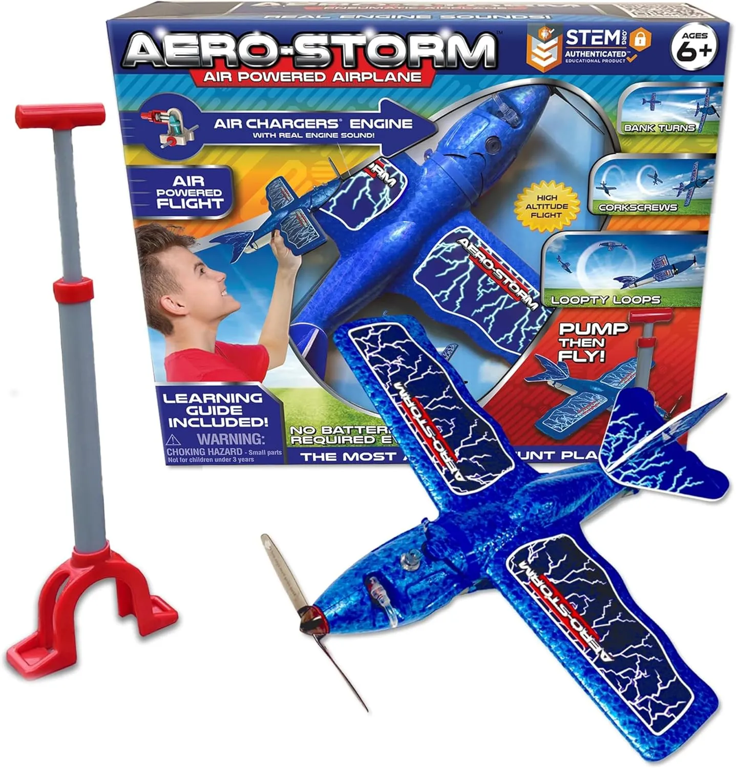 Top Secret Toys Aero Storm Kids Airplane Toy, Air Powered Flying Airplanes for Kids, Aerobatic Stunt Toy Airplane to Perform Corkscrews, Back Turns