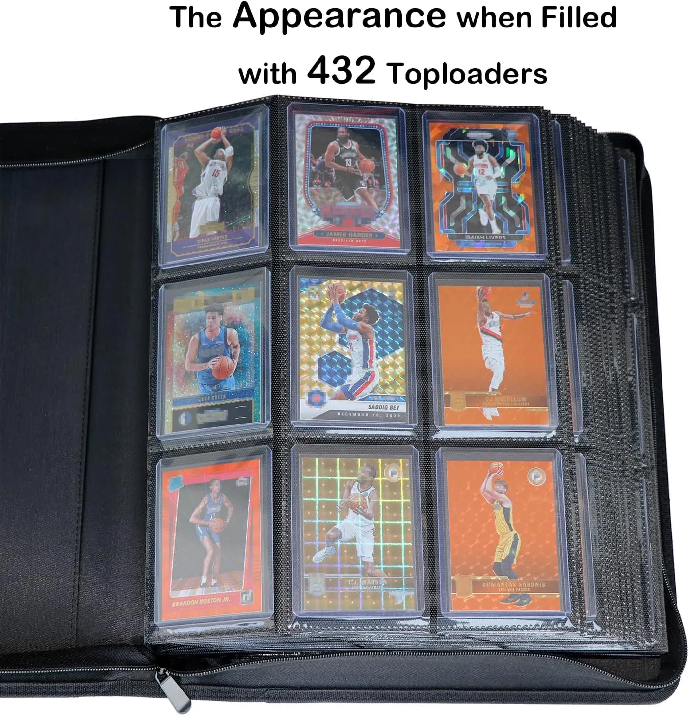 Toploader Binder, Holds 432 Top Loaders, 9 Pockets Top Loader Binder with Sleeves for Cards in 3'' x 4'' Toploaders -Green